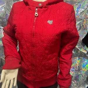 Fox Red Quilted Bomber Jacket